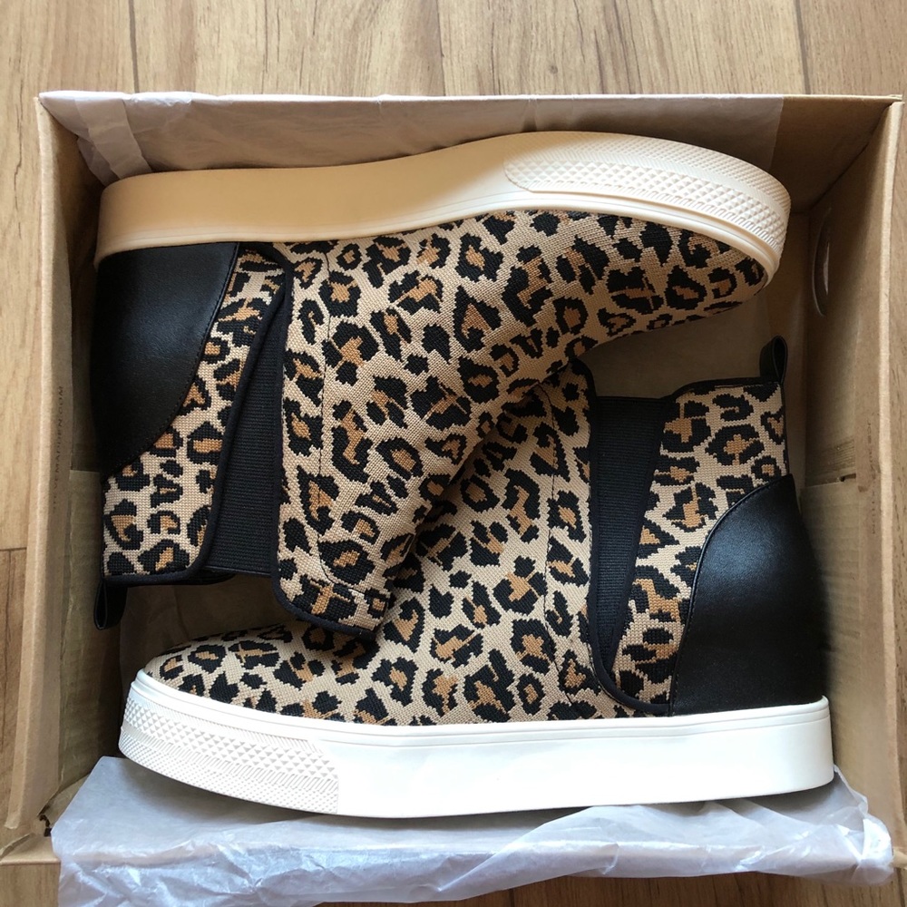 Steve Madden Leopard Wedge High Top Sneaker 11 NIB
